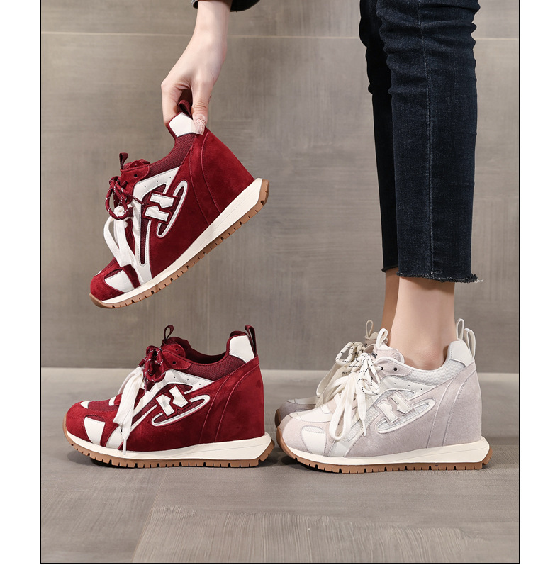 Giày sneaker nữ đế dày tăng chiều cao phong cách thể thao — màu be chi tiết 17