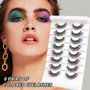 Cross-border hot fake eyelashes fried eyelashes European and American curling eyelashes stage makeup thick three-dimensional soft color fur eyes