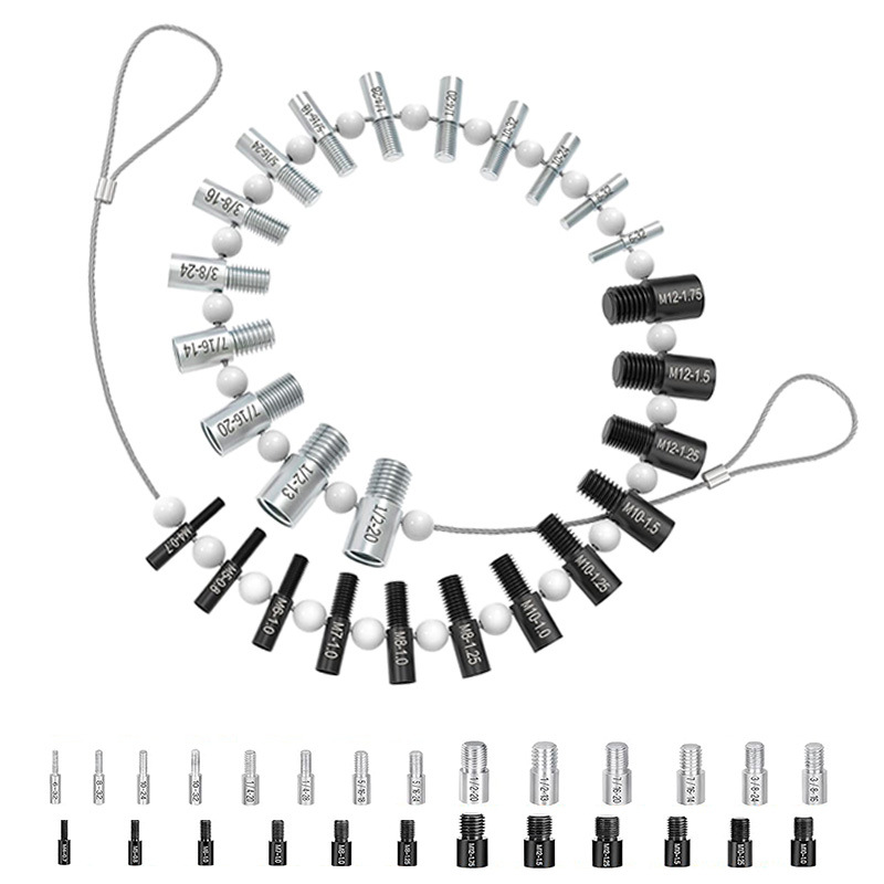 跨境热销26件套螺母螺栓螺纹检查器公英制公子规测量规防刮耐磨批
