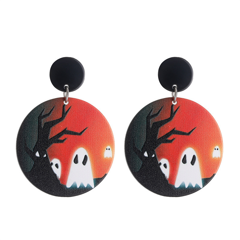 Nueva Halloween Stud pendientes moda personalidad puesta de sol extraña noche Luna bat pendientes mujer fabricante