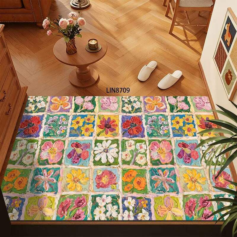 Oil Painting Style Floral Silk Loop Floor Mat for Entryway, Dirt-Scraping Foot Mat, Decorative Mat for Foyer, Non-Slip, Customizable Door Mat Oil Painting Style Floral Silk Loop Floor Mat for Entryway, Dirt-Scraping Foot Mat, Decorative Mat for Foyer, Non-Slip, Customizable Door Mat
