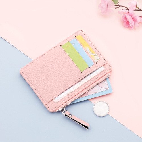 Women's ultra-thin card holder Korean style coin purse zipper card bag candy color bus student bank card holder dollar bag