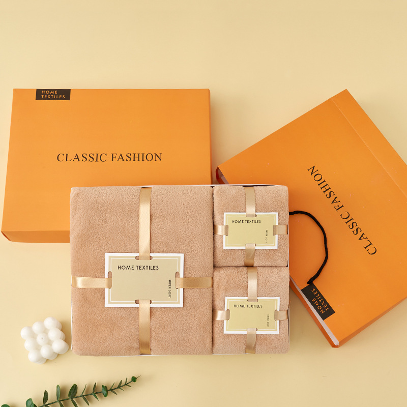 Coral fleece towel gift box bath towel three-piece gift box towel suit lock guest gift bath towel towel set box packaging Coral fleece towel gift box bath towel three-piece gift box towel suit lock guest gift bath towel towel set box packaging