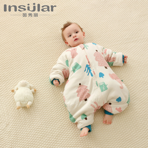 Yinxiuli Cotton Sleeping Bag Baby Autumn Split Legs Autumn and Winter Thickened Children's Anti-Kick Quilt Baby Sleeping Bag Cross-Border Wholesale