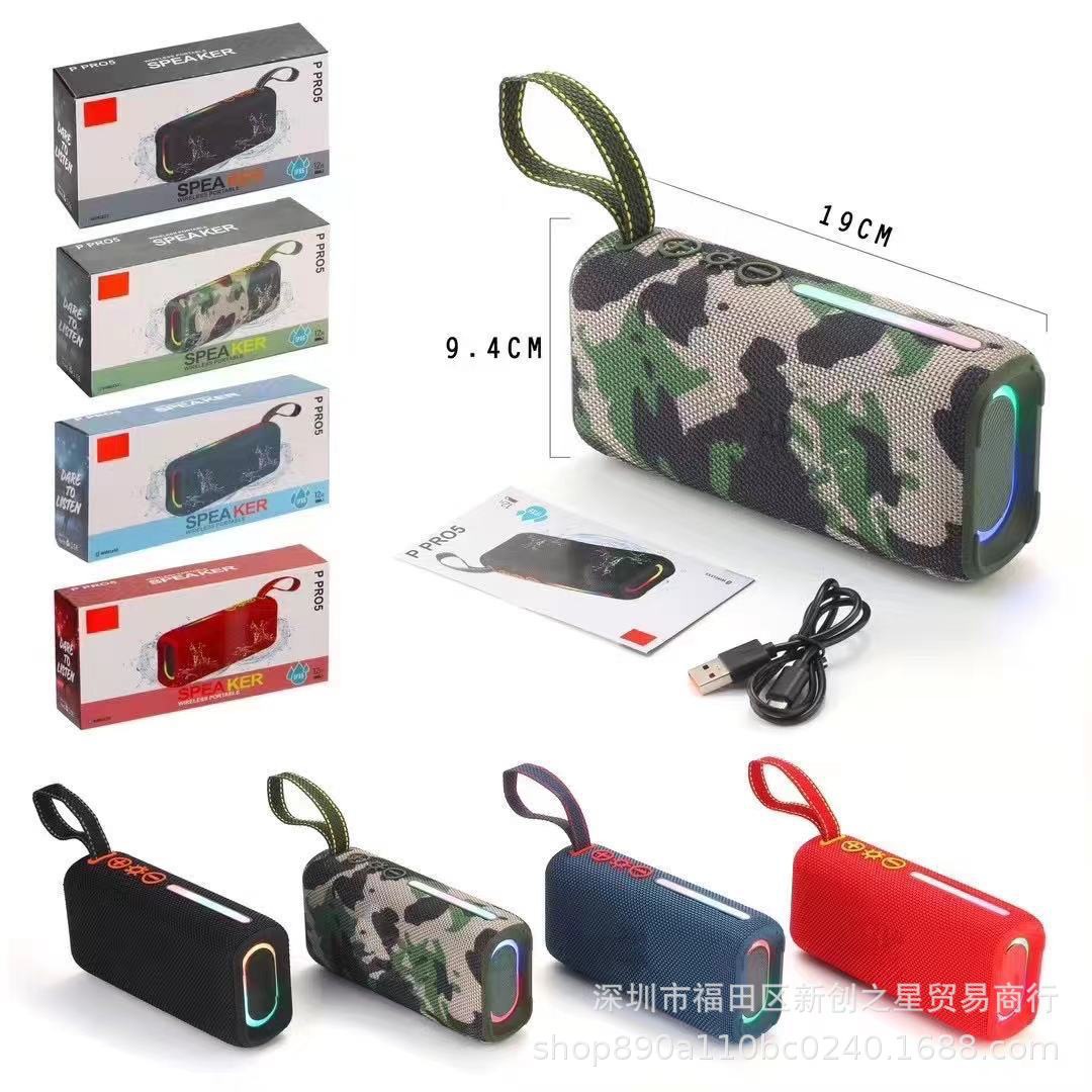 P Pro5 Bluetooth Speaker Wireless Sports Waterproof Subwoofer Audio Rectangular Satchel Card Rgb Atmosphere Light