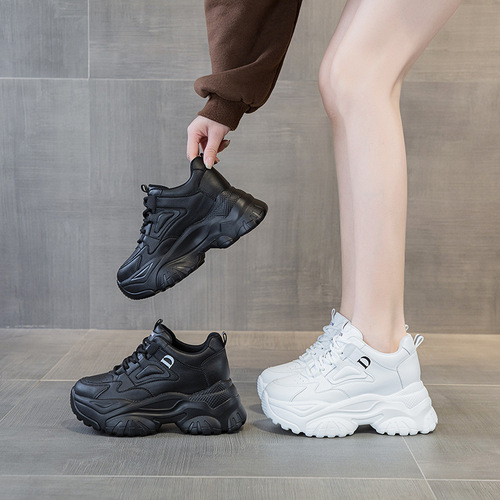 Increased inner height dad shoes for women  autumn and winter new versatile Korean version thick-soled dad shoes student casual shoes spring style