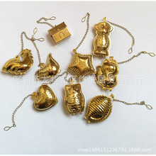 金色银色304不锈钢链条贝壳爱心茶隔房子茶滤圆茶壶茶漏过滤器