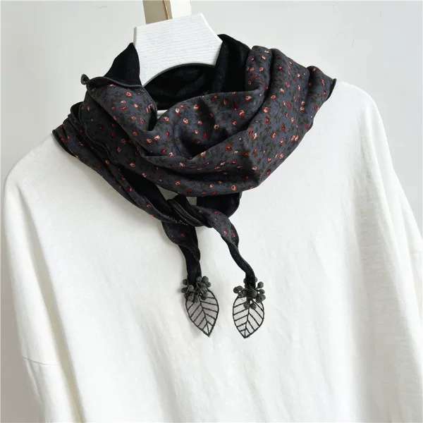 Fashion New Cotton and Linen Small Floral Double Triangle Korean Style Spring and Autumn Pendant Scarf Color-matching Diamond Scarf