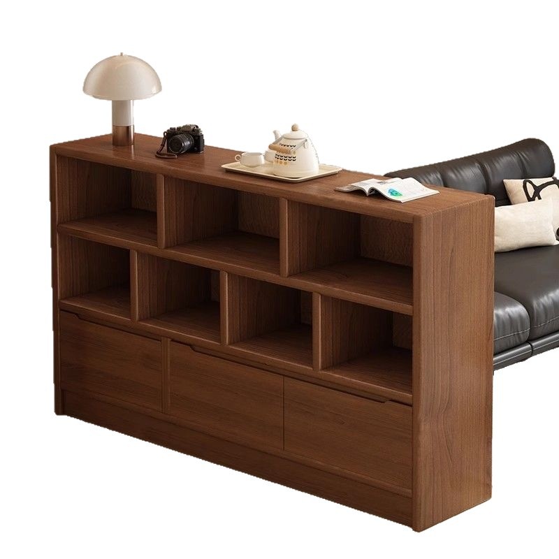 Solid Wood Bookcase and Storage Cabinet Integrated Against the Wall, Living Room Storage Cabinet, Narrow Wall Cabinet, Bedroom Grid Cabinet, Storage Cabinet 5