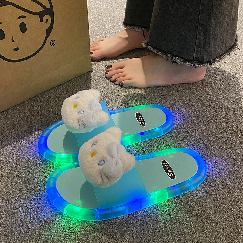 파란색 [파란색 털 고양이] 발광 신발