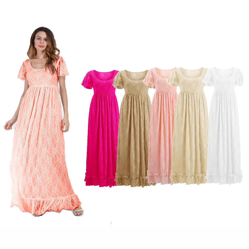 2020 European and American Women's Lace Pregnant Women's Ruffled Short Sleeve Dress Photography Flying Sleeve Dress 8859 2020 European and American Women's Lace Pregnant Women's Ruffled Short Sleeve Dress Photography Flying Sleeve Dress 8859