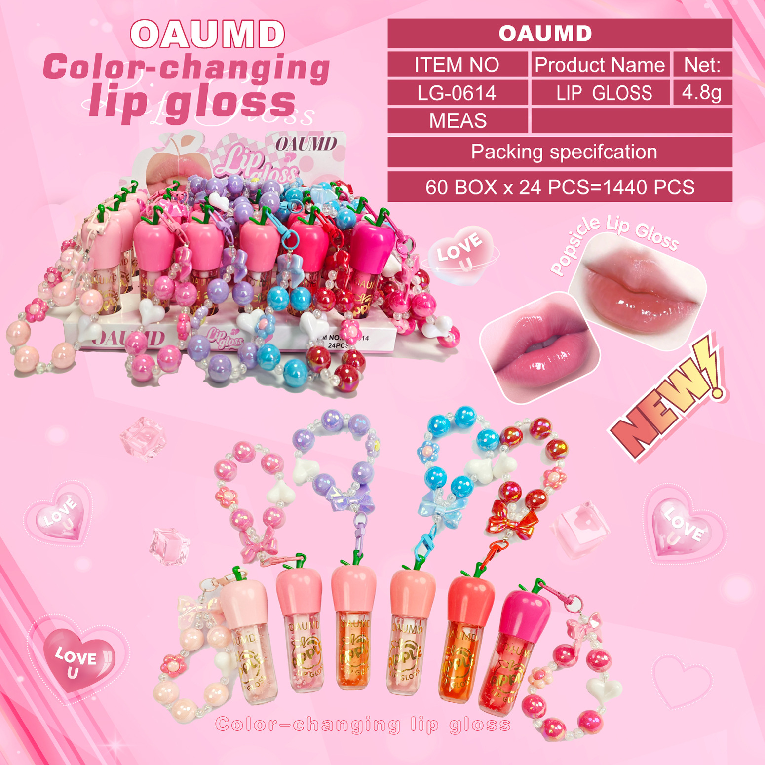 OAUMD comercio exterior transfronterizo nuevo esmalte labial hidratante perdurable colgante de dibujos animados manzana fruta lipstick cambio