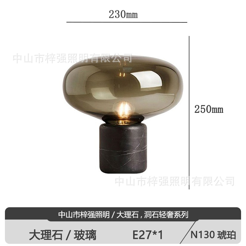 Lámpara de escritorio de mármol moderna nórdica lujosa decoración hotelera de lujo ambiente lámpara de dormitorio simple cama de aire faro image 7