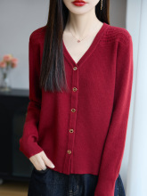 轻奢针织开衫女气质高级感纽扣毛衣外套早秋V领叠穿长袖百搭上衣