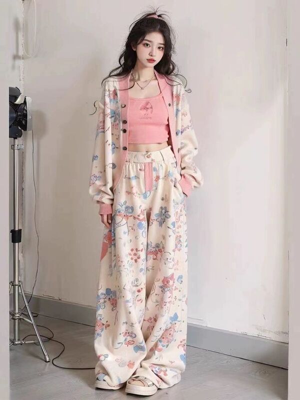 小香风时尚洋气运动套装女秋款韩系宽松显瘦卫衣休闲两件套阔腿裤|undefined