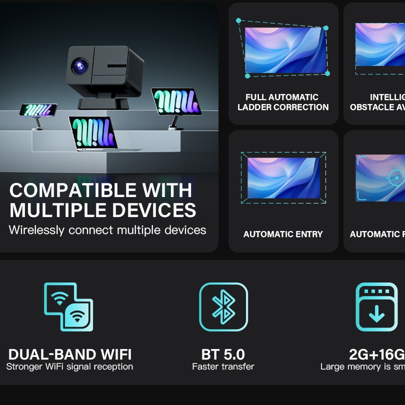 Transfronterizo P50 verdadero proyector de video 4K Android inalámbrico pantalla de proyector portátil de teléfono móvil fuente