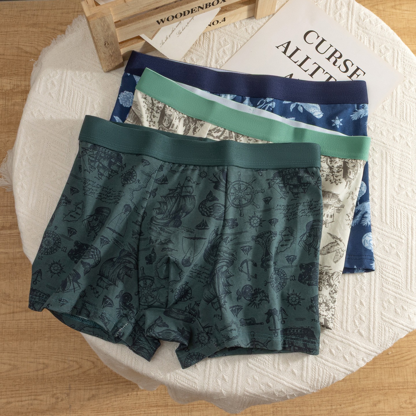 Explosión de la nueva ropa interior china de hombre algodón 7A, seda de morera antibacteriana, entrepierna transpirable y cómodas pantalones de cuatro hombres al por mayor