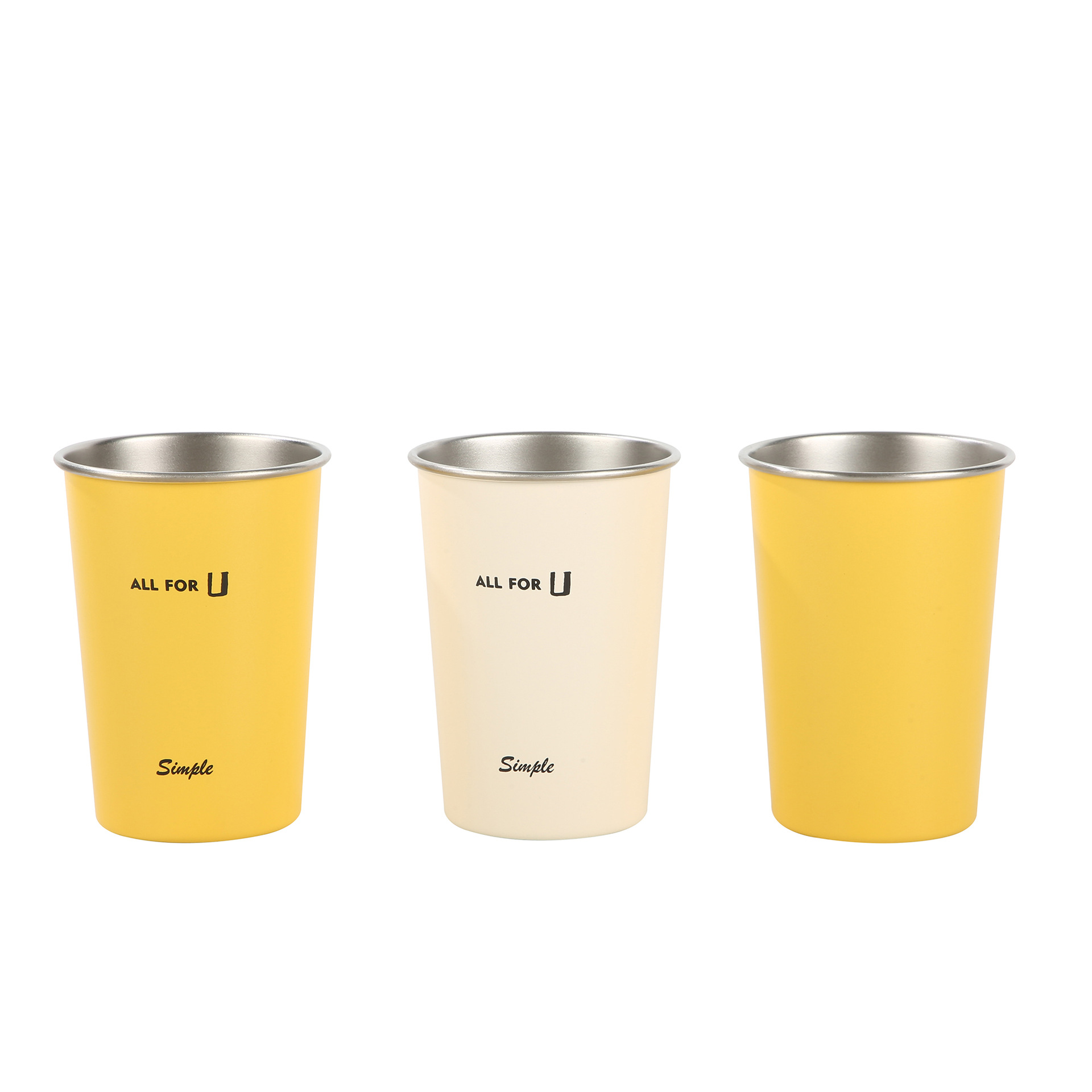 Mi pequeña taza de agua de acero inoxidable 304 del mismo estilo taza de café enrollado de una sola capa taza simple y portátil taza para beber recta