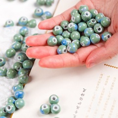 Ceramic Beads, Round, High-Temperature Turquoise Kiln-Changed Loose Beads with Large Holes—Perfect for DIY Flower Stems and Basket Accessories