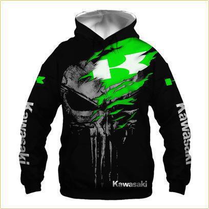 Men's Autumn Hoodie with 3D Digital Print Kawasaki Men's Sports Jacket Motorcycle Hooded Coat Cross-Border Order Casual Wear