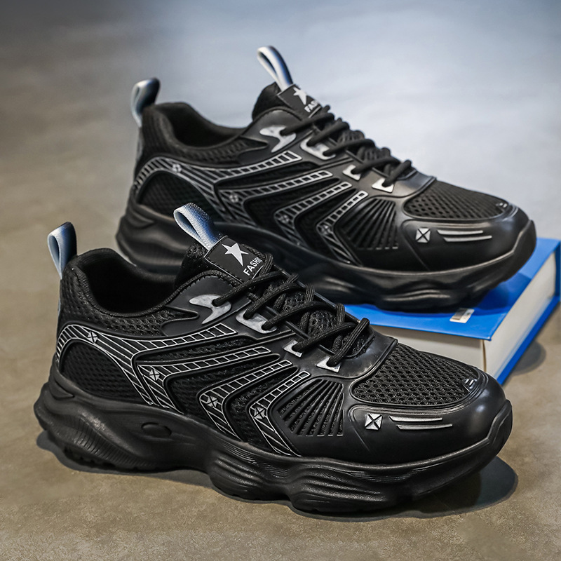 Zapatos de verano para hombres, nuevos zapatos de malla transpirables, zapatos deportivos para hombres, zapatos casuales de plataforma de todo fósforo, zapatos de papá para correr