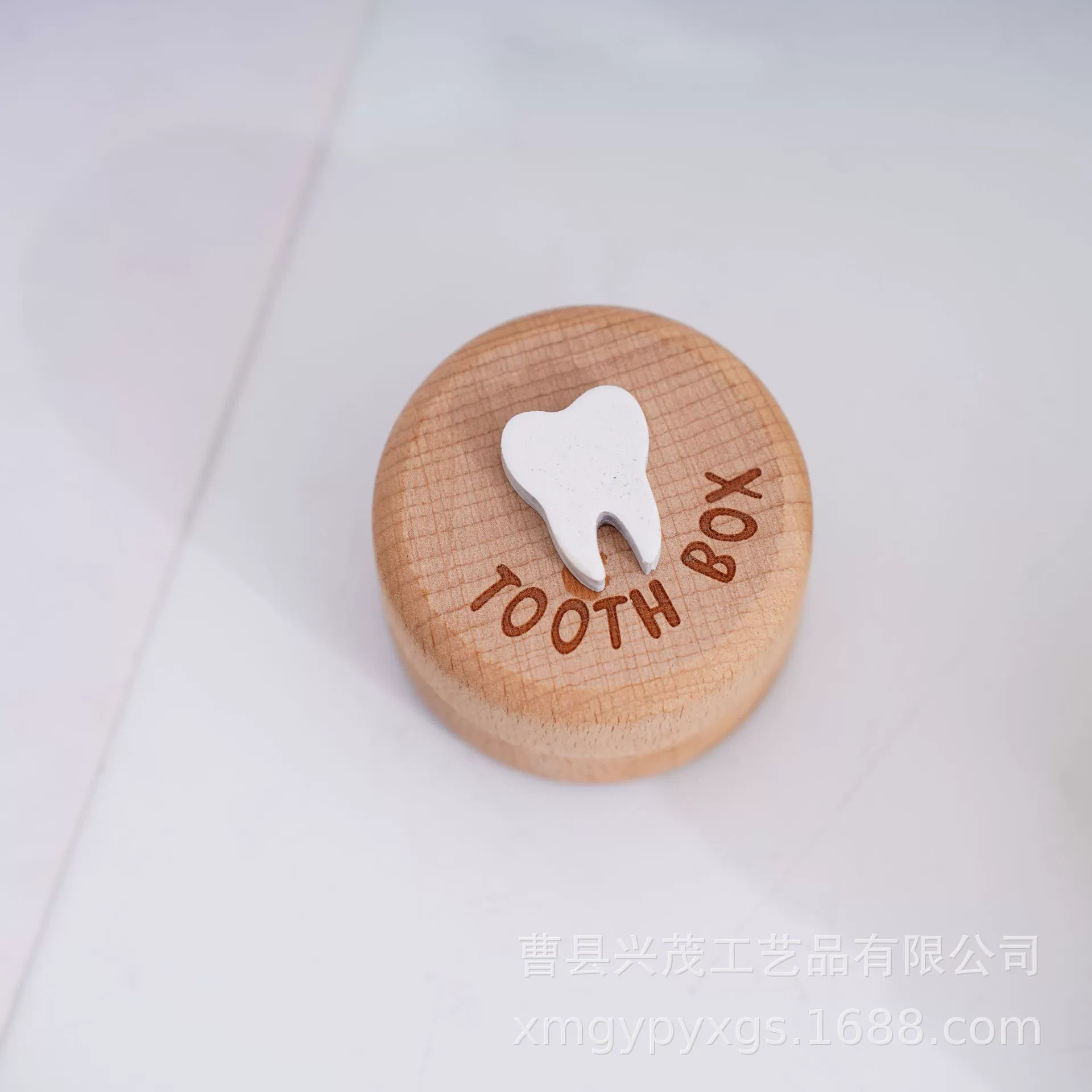 Wooden Baby Tooth Box (Engravable), Solid Wood Keepsake, Ø5 × 3.5 cm