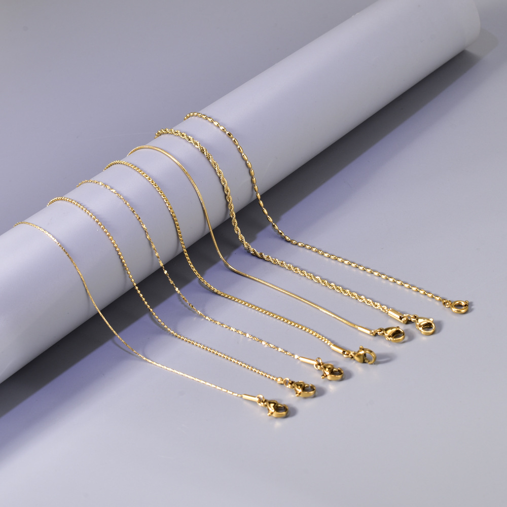 Cross-border Europe and the United States hot-selling stainless steel fashion smooth round bead necklace women stacked naked chain