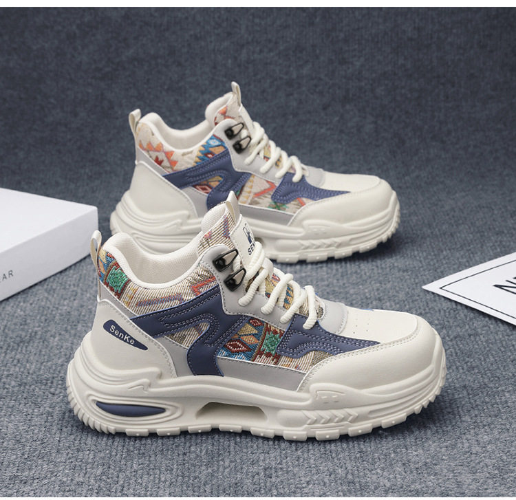 Giày thể thao nam cổ trung, giày sneaker năng động đế dày tăng chiều cao, dây buộc, phối màu — Việt Nam, màu, đen chi tiết 20