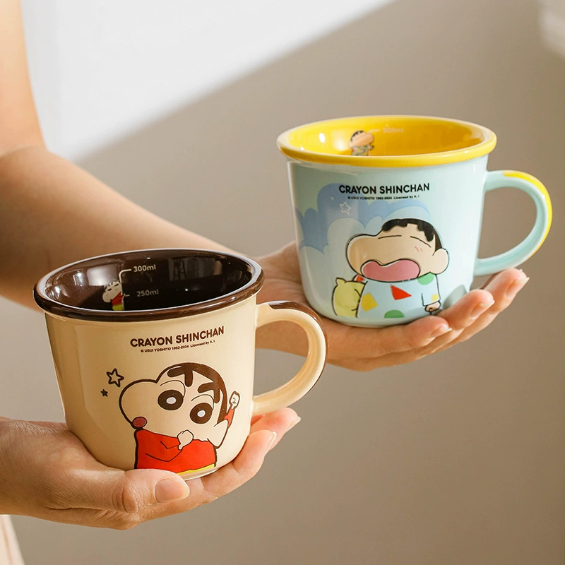 Кремовая чашка для молока с цветом макарон из глины Lego（Genuine ceramic macaron color milk scale cup cute cartoon breakfast milk cup with scale)