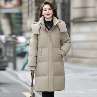Mother's Down Jacket Long Over-the-knee Winter New Fashionable Western Style Mid-length Thickened Warm Middle-aged and Elderly Women's Jacket