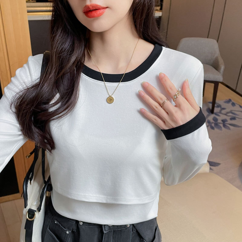 授乳上着春秋タイプの外着は痩せている授乳tシャツを着ています。|undefined