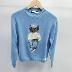 Cross-Border High-Quality Scanable R-L Pure Cotton Heavy-Duty Cartoon Popular Bear Autumn and Winter Sweater for Women 2025 New Style