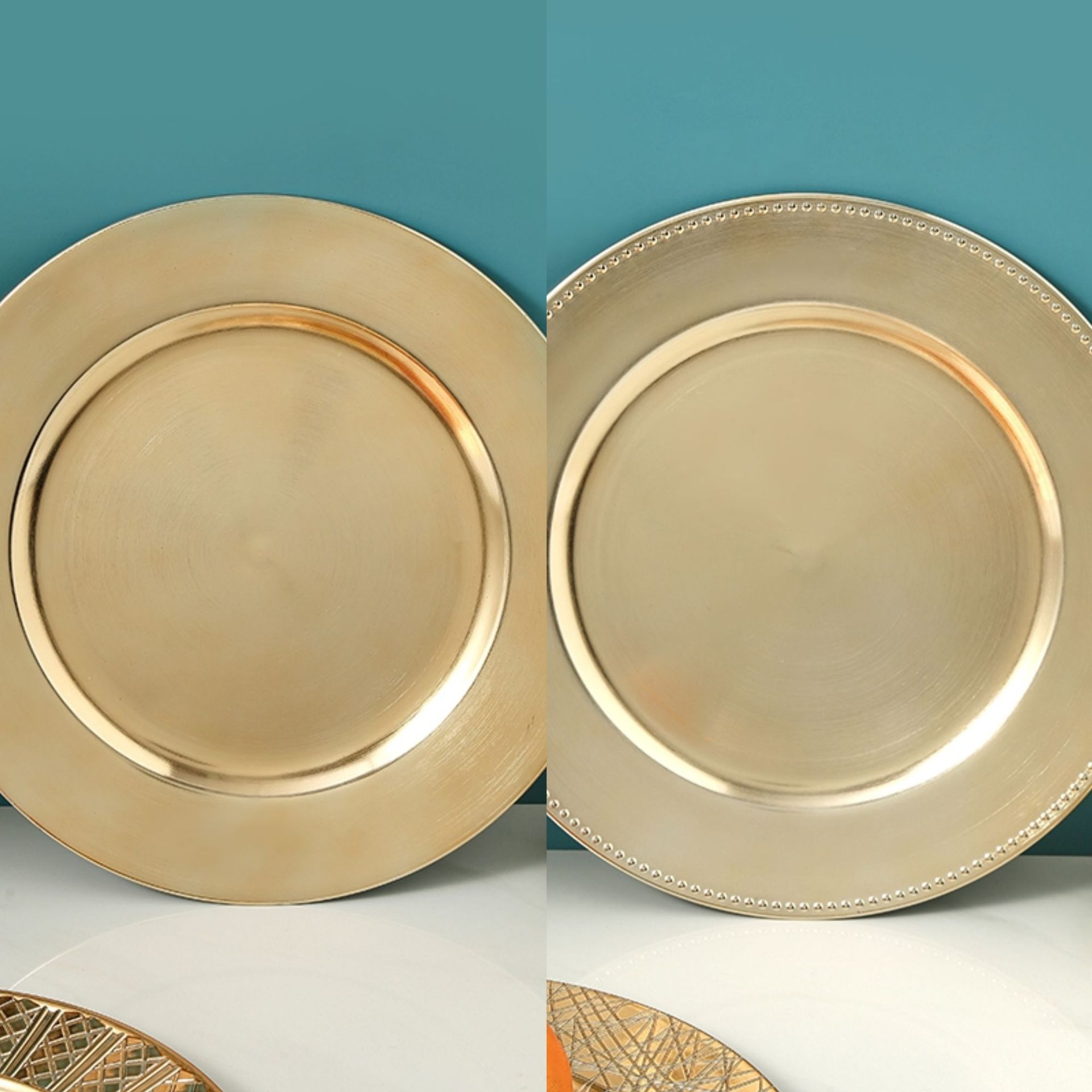 Platos retro europeos de Oriente Medio platos de frutas sala de estar platos de perlas de banquete cóncava platos de platos de carga