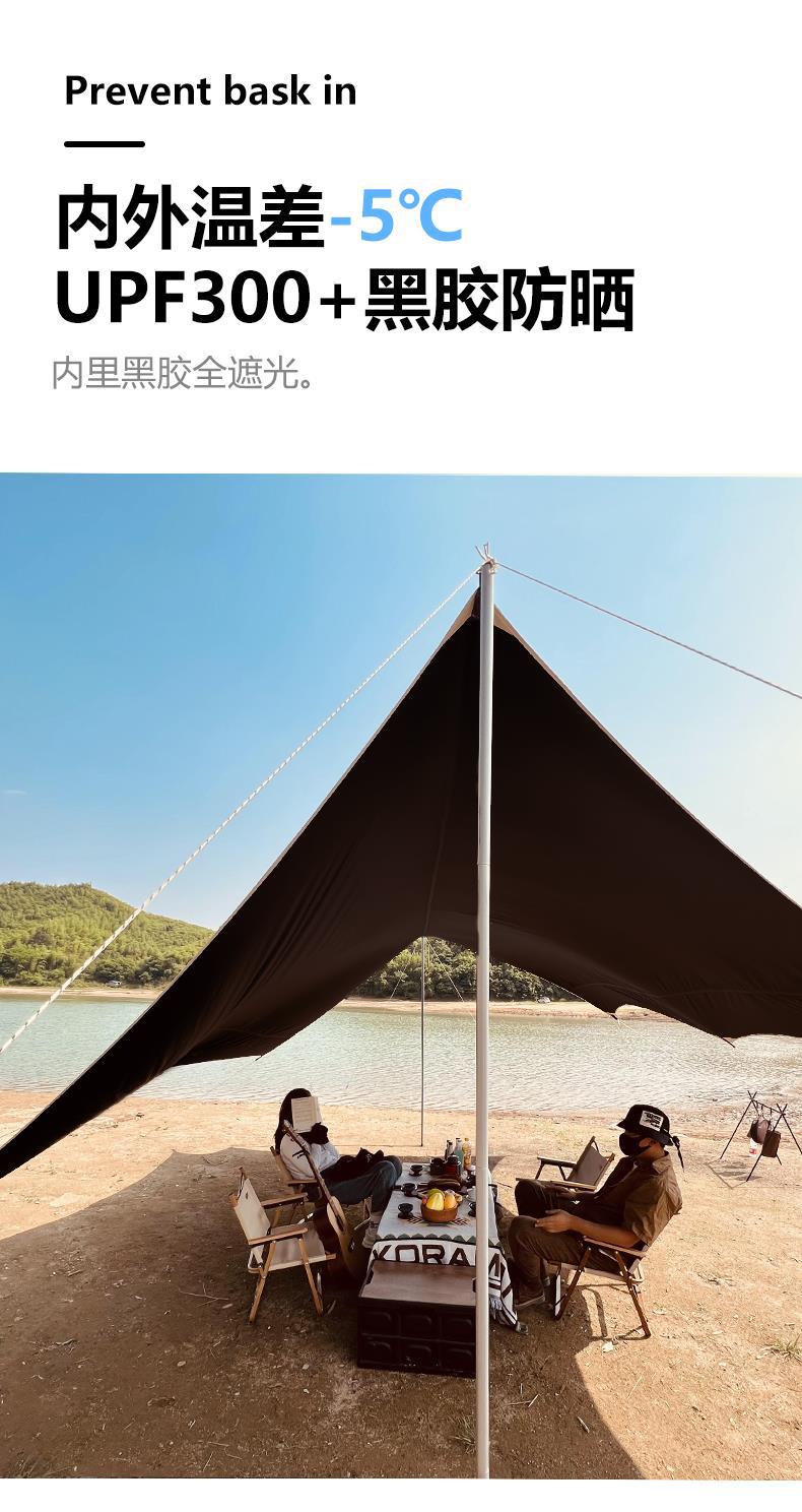 Black Glue Canopy Butterfly Outdoor Camping Tent Picnic Equipment Super Light Camping Black Glue Coated Hexagon Awning