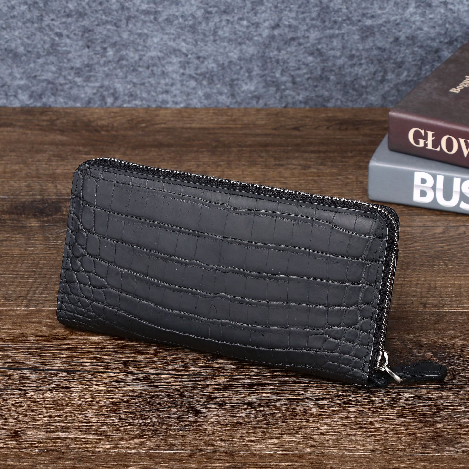 Ví dài nam họa tiết vảy cá sấu phong cách công sở thời trang, kiểu clutch cầm tay tiện lợi chi tiết 2