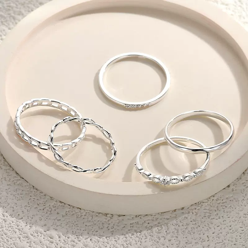 小清新素圈实心闭口纯银戒指女s999足银食指戒尾戒气质冷淡风指环