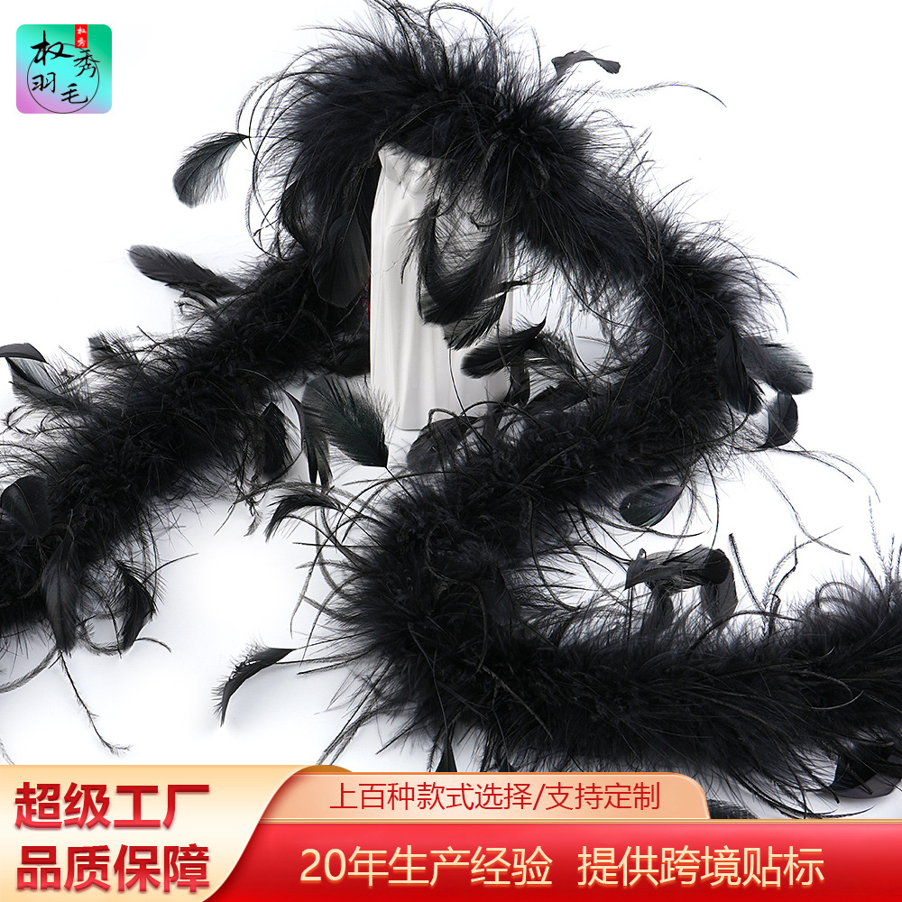 厂家直销DIY羽毛鸵鸟毛加撕黑尾毛条婚庆装饰舞台皮草服装配件