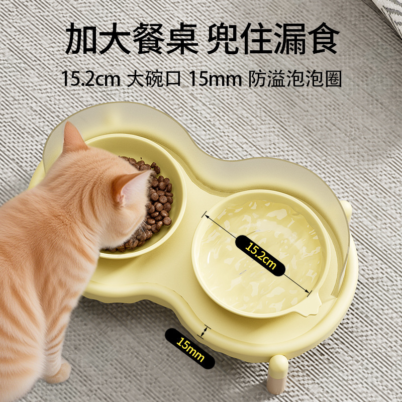 バブル猫ボウルラックセラミック猫ボウル犬ボウルキャットフードボウルダブルボウル水ボウルフードボウルライスボウル飛沫防止と転倒しにくい|undefined