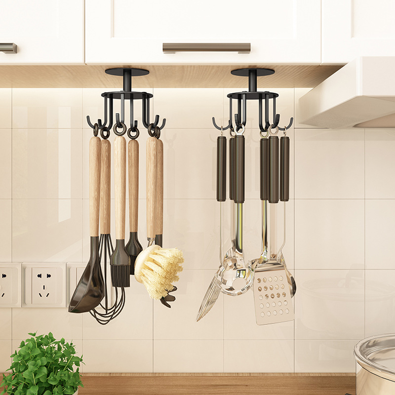 狗狗及用品厨房免打孔旋转挂钩置物架壁挂锅铲子收纳架厨具挂架|ru