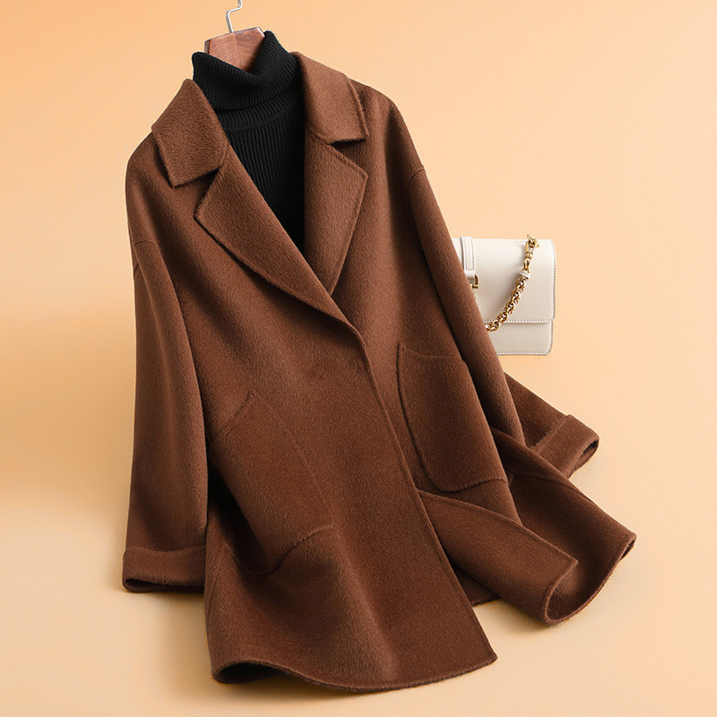 2025 New Autumn and Winter Mid-Length High-End Double-Sided Wool Outwear Women's Classy Woolen Casual Jacket