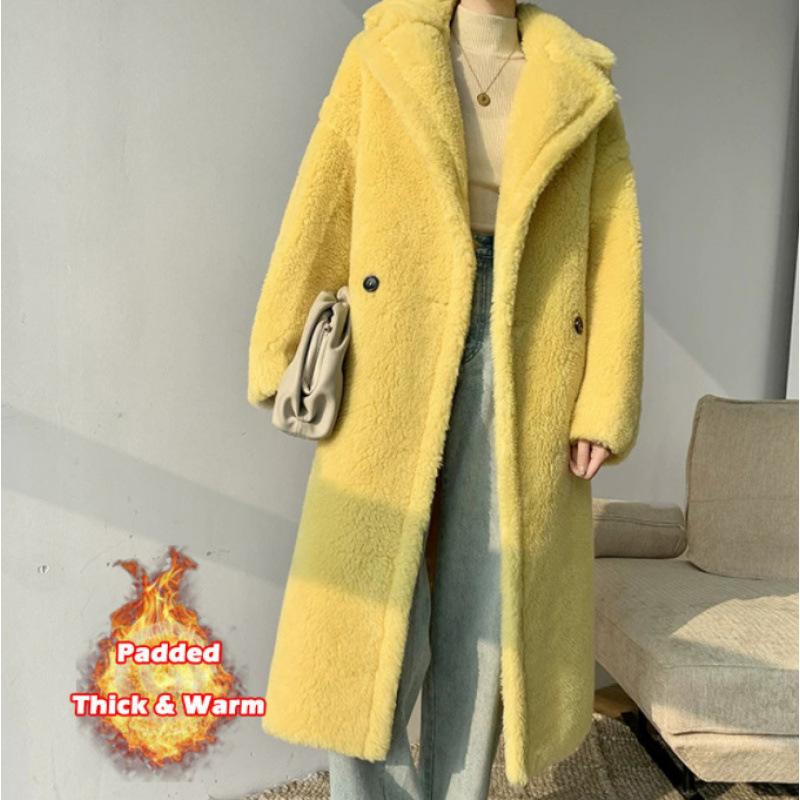 2025 秋と冬の新しいロング肥厚西洋スタイル羊剪断ラムウール模造毛皮ウールコート女性のための若い新しいスタイル|undefined