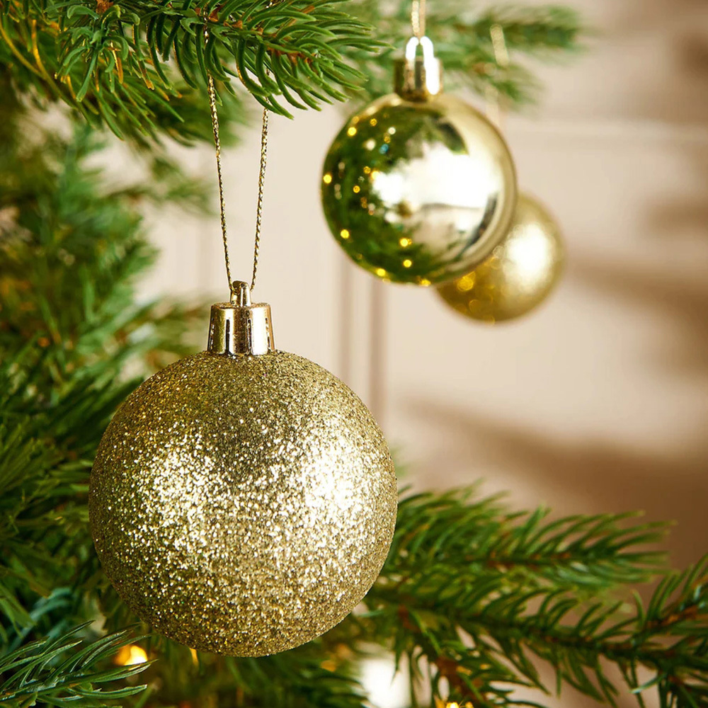 Bolas de Navidad galvanizadas de plástico de 8CM bola de oro de polvo adhesivo bola de brillo bola de brillo colgante artículos festivos decoración de ventanas