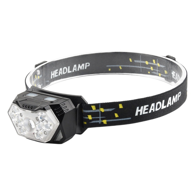 Transfronterizo de inducción de la onda LED faro al aire libre COB luz roja de advertencia fuerte luz de pesca ciclismo corriendo mini faro