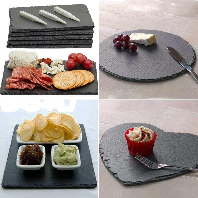 Black Slate Stone Western Plate Pasta Plate Pizza Cake Sushi Steak Plate