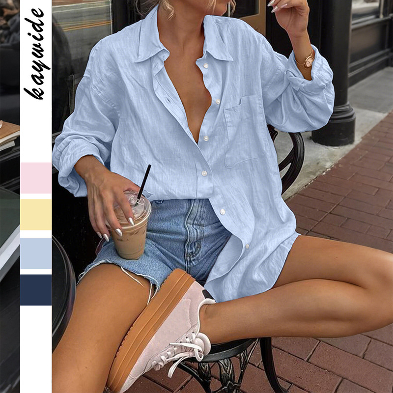 Diyun Cross-Border European and American Casual Vacation High-End Long-Sleeve Women's Blouse 2025 Autumn/Winter Amazon Independent Store
