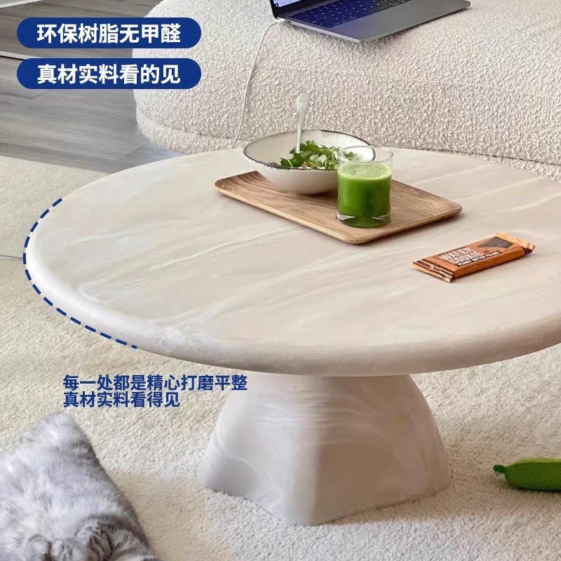 Mesa de té doméstica de madera sólida de crema, casa pequeña, alojamiento moderno nórdico, combinación de sala de estar móvil simple y redonda de alto nivel