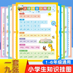 【全套9张】高清儿童学习挂图全套拼音字母古诗乘除加减口诀表XB