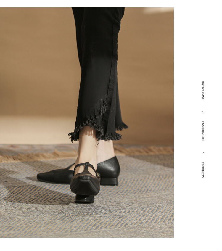Giày Mary Jane nữ Jingang YL25101 mũi vuông nhỏ, miệng giày nông, đế dày — màu nâu chi tiết 16