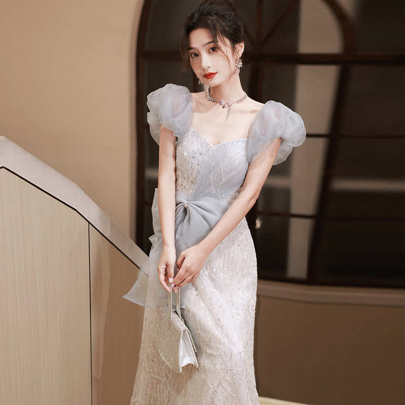 Đầm dạ hội cao cấp nữ thiết kế sang trọng, phù hợp sinh nhật, đám cưới, dẫn chương trình — Màu xanh lam
