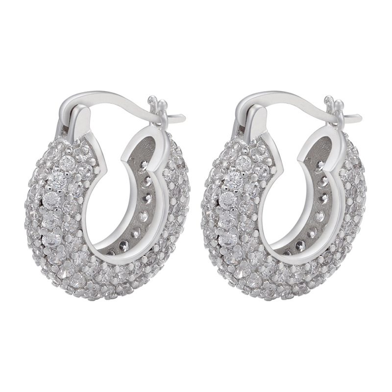 new copper 18K gold-plated U-shaped zircon earrings